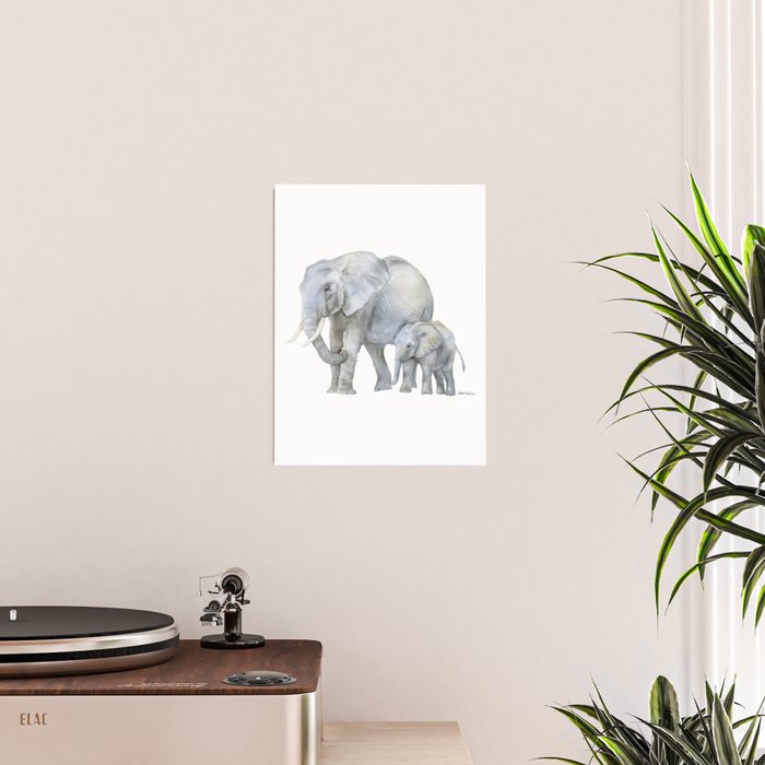 Mother and Baby Elephants Poster Gallery Image 2