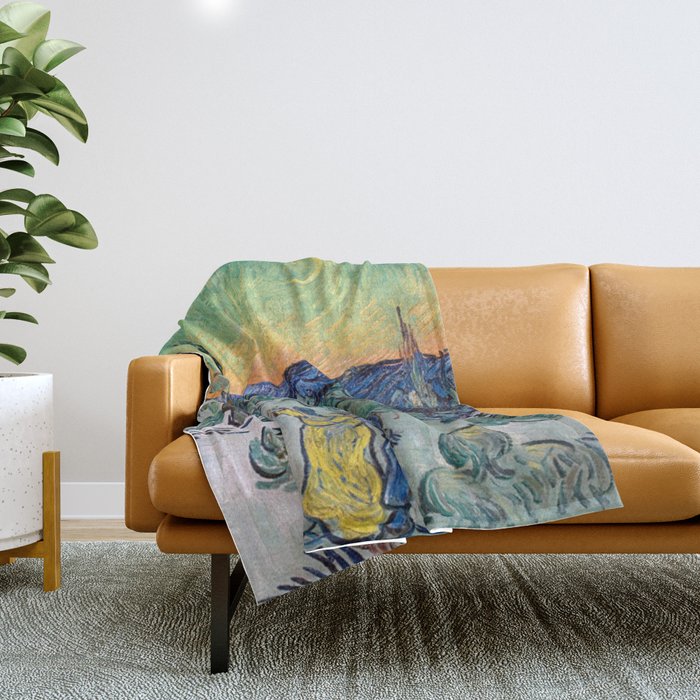 Couple Walking among Olive Trees, Vincent Van Gogh Throw Blanket Gallery Image 1