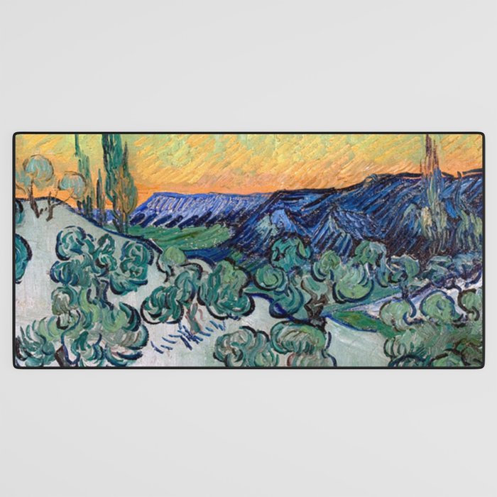 Couple Walking among Olive Trees, Vincent Van Gogh Desk Mat Gallery Image 3