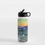 Couple Walking among Olive Trees, Vincent Van Gogh Water Bottle Gallery Image 1