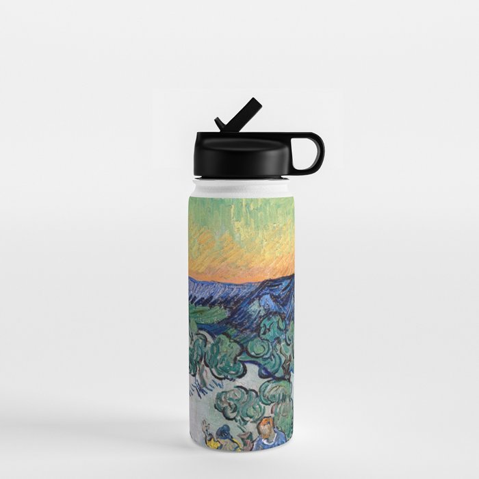 Couple Walking among Olive Trees, Vincent Van Gogh Water Bottle Gallery Image 1