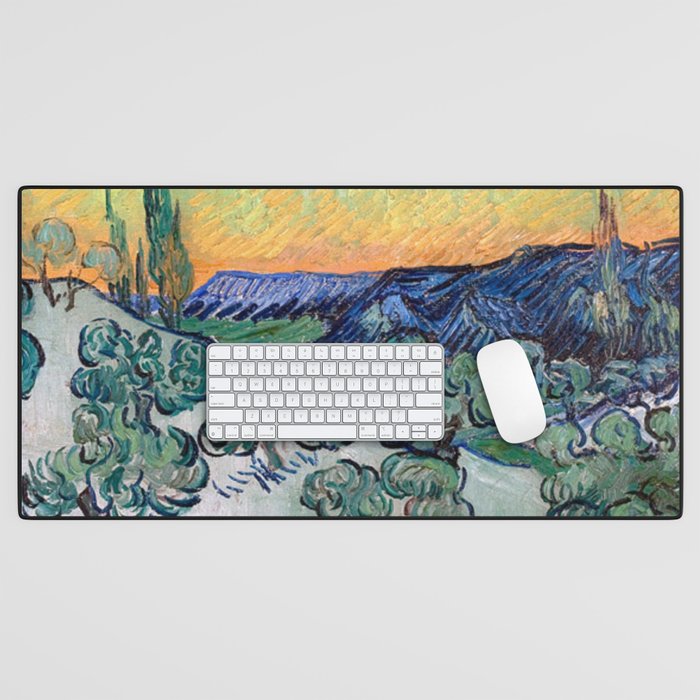 Couple Walking among Olive Trees, Vincent Van Gogh Desk Mat Gallery Image 1