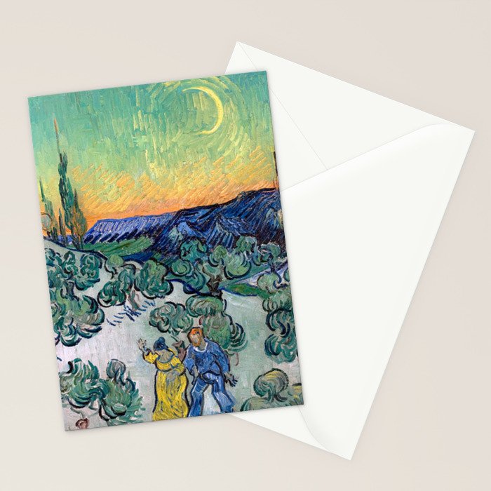 Couple Walking among Olive Trees, Vincent Van Gogh Stationery Card Gallery Image 2
