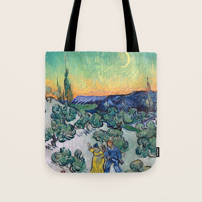 Couple Walking among Olive Trees, Vincent Van Gogh Tote Bag Gallery Image 1