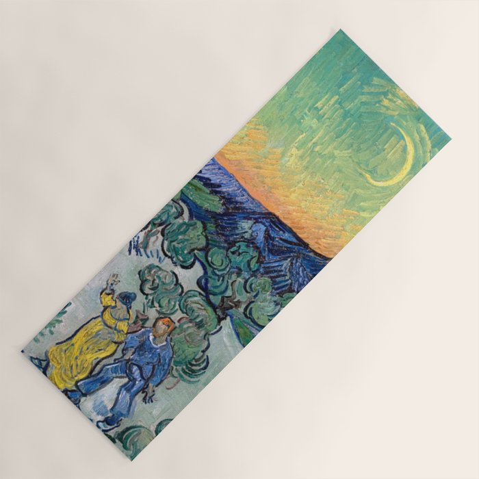 Couple Walking among Olive Trees, Vincent Van Gogh Yoga Mat Gallery Image 1