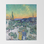 Couple Walking among Olive Trees, Vincent Van Gogh Throw Blanket Gallery Image 2