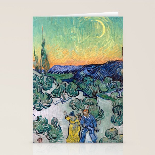 Couple Walking among Olive Trees, Vincent Van Gogh Stationery Card Gallery Image 1