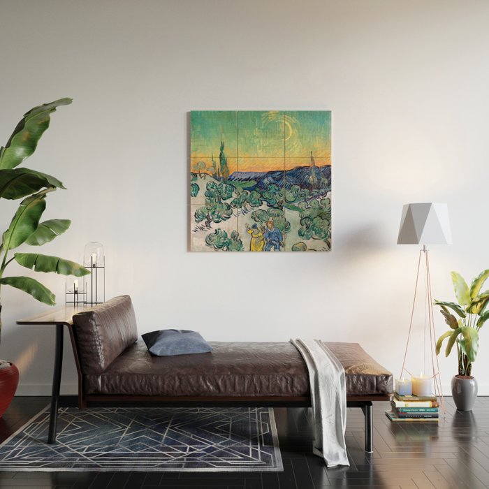 Couple Walking among Olive Trees, Vincent Van Gogh Wood Wall Art Gallery Image 2