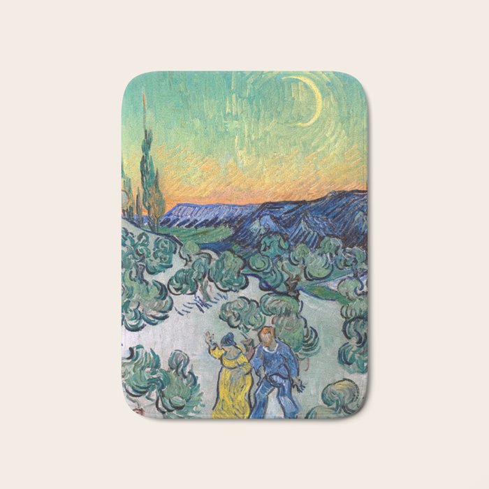 Couple Walking among Olive Trees, Vincent Van Gogh Bath Mat Gallery Image 1
