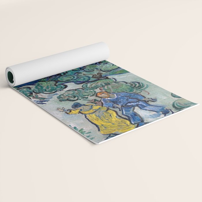 Couple Walking among Olive Trees, Vincent Van Gogh Yoga Mat Gallery Image 2