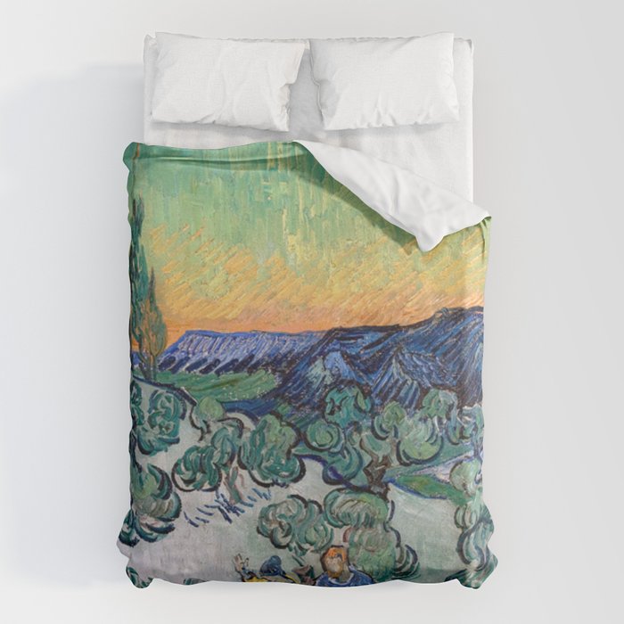 Couple Walking among Olive Trees, Vincent Van Gogh Duvet Cover Gallery Image 6