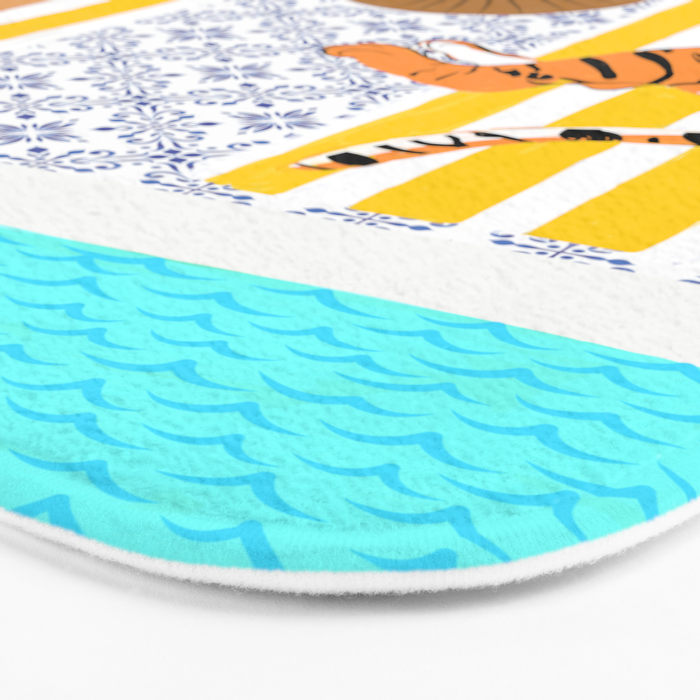 How To Vacay With Your Tiger, Human Animal Connection Illustration, Tropical Travel Morocco Painting Bath Mat Gallery Image 3