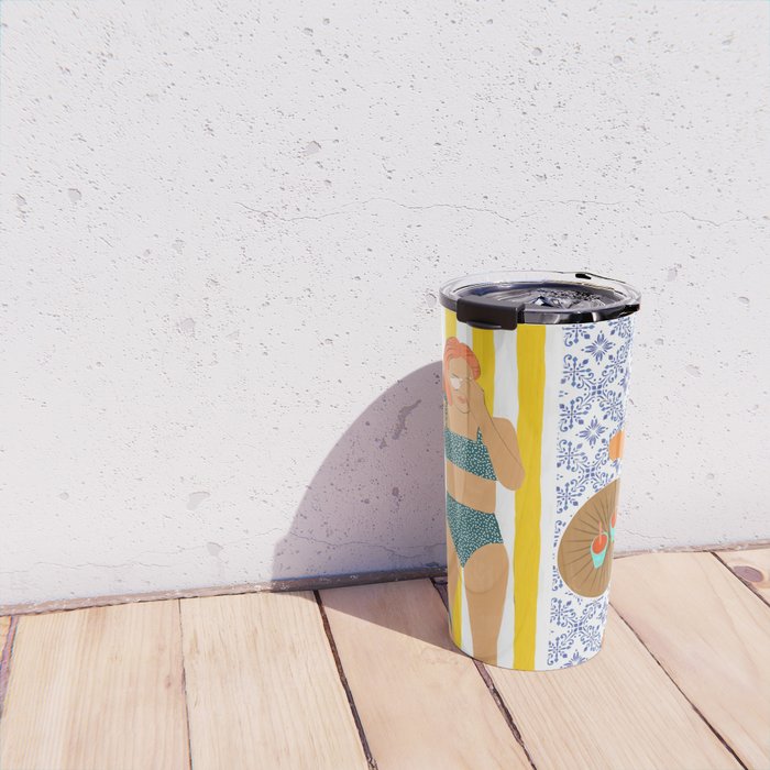 How To Vacay With Your Tiger, Human Animal Connection Illustration, Tropical Travel Morocco Painting Travel Mug Gallery Image 4