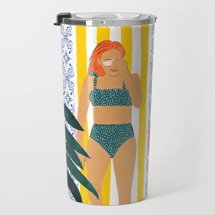 How To Vacay With Your Tiger, Human Animal Connection Illustration, Tropical Travel Morocco Painting Travel Mug Gallery Image 3