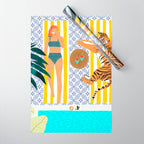 How To Vacay With Your Tiger, Human Animal Connection Illustration, Tropical Travel Morocco Painting Wrapping Paper Gallery Image 1