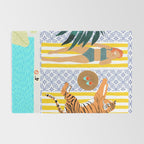 How To Vacay With Your Tiger, Human Animal Connection Illustration, Tropical Travel Morocco Painting Rug Gallery Image 2