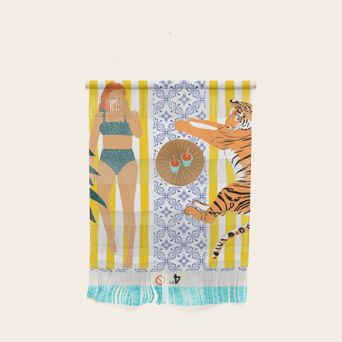 How To Vacay With Your Tiger, Human Animal Connection Illustration, Tropical Travel Morocco Painting Wall Hanging Gallery Image 1