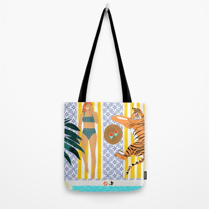 How To Vacay With Your Tiger, Human Animal Connection Illustration, Tropical Travel Morocco Painting Tote Bag Gallery Image 2