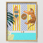 How To Vacay With Your Tiger, Human Animal Connection Illustration, Tropical Travel Morocco Painting Serving Tray Gallery Image 1