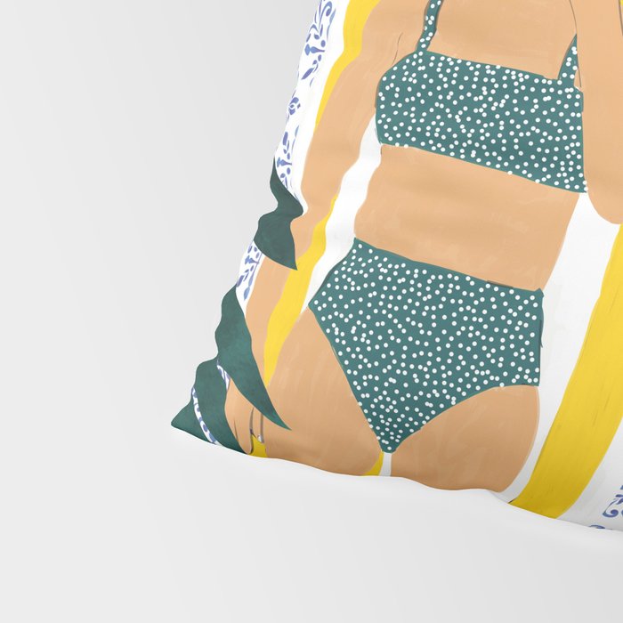 How To Vacay With Your Tiger, Human Animal Connection Illustration, Tropical Travel Morocco Painting Pillow Sham Gallery Image 4
