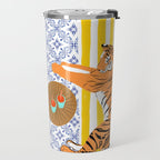 How To Vacay With Your Tiger, Human Animal Connection Illustration, Tropical Travel Morocco Painting Travel Mug Gallery Image 2