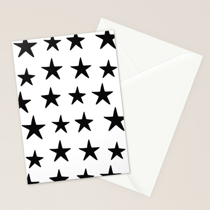 Star Pattern Black On White Stationery Card Gallery Image 2