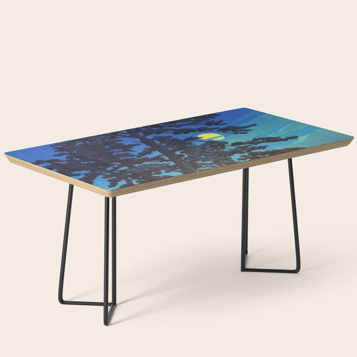 Full Moon Rising - Nature Ukiyo Landscape in Blue & Black Coffee Table Gallery Image 1