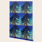 Full Moon Rising - Nature Ukiyo Landscape in Blue & Black Wallpaper Gallery Image 2