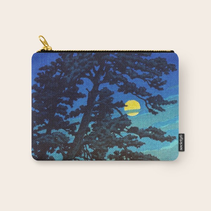 Full Moon Rising - Nature Ukiyo Landscape in Blue & Black Carry All Pouch Gallery Image 1