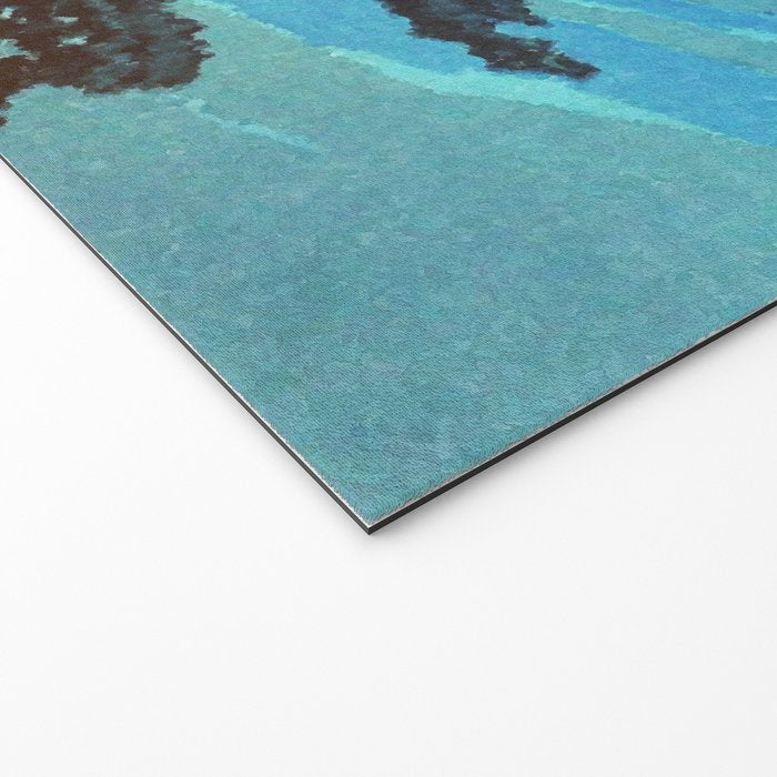 Full Moon Rising - Nature Ukiyo Landscape in Blue & Black Welcome Mat Gallery Image 2