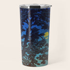 Full Moon Rising - Nature Ukiyo Landscape in Blue & Black Travel Mug Gallery Image 1