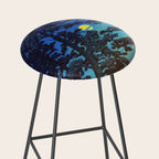 Full Moon Rising - Nature Ukiyo Landscape in Blue & Black Stool Gallery Image 2