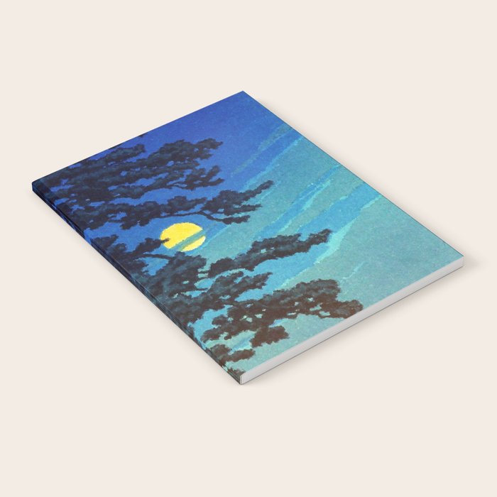 Full Moon Rising - Nature Ukiyo Landscape in Blue & Black Notebook Gallery Image 2
