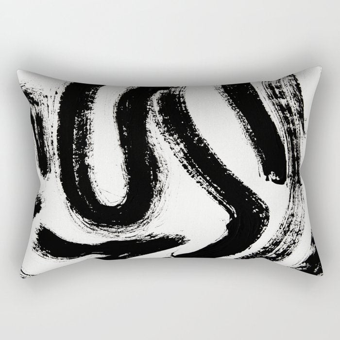 Black and White Abstract Pattern 1: A minimal black and white pattern by Alyssa Hamilton Art Rectangular Pillow Gallery Image 1