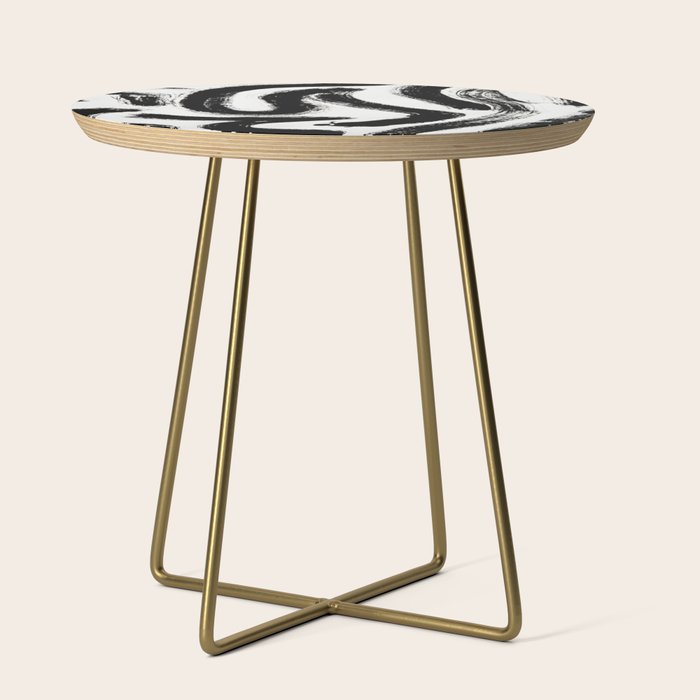 Black and White Abstract Pattern 1: A minimal black and white pattern by Alyssa Hamilton Art Side Table Gallery Image 1