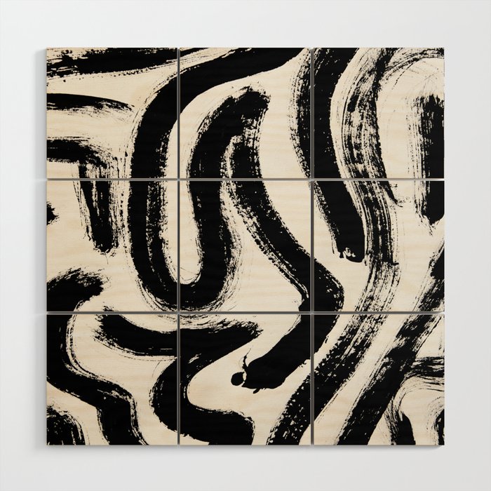 Black and White Abstract Pattern 1: A minimal black and white pattern by Alyssa Hamilton Art Wood Wall Art Gallery Image 1
