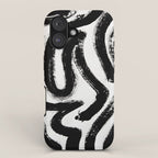Black and White Abstract Pattern 1: A minimal black and white pattern by Alyssa Hamilton Art iPhone Case Gallery Image 1