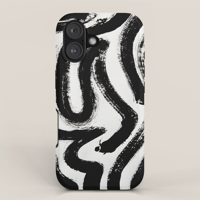 Black and White Abstract Pattern 1: A minimal black and white pattern by Alyssa Hamilton Art iPhone Case Gallery Image 1