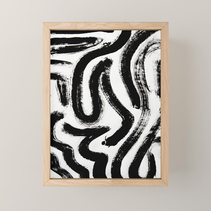 Black and White Abstract Pattern 1: A minimal black and white pattern by Alyssa Hamilton Art Mini Art Print Gallery Image 1