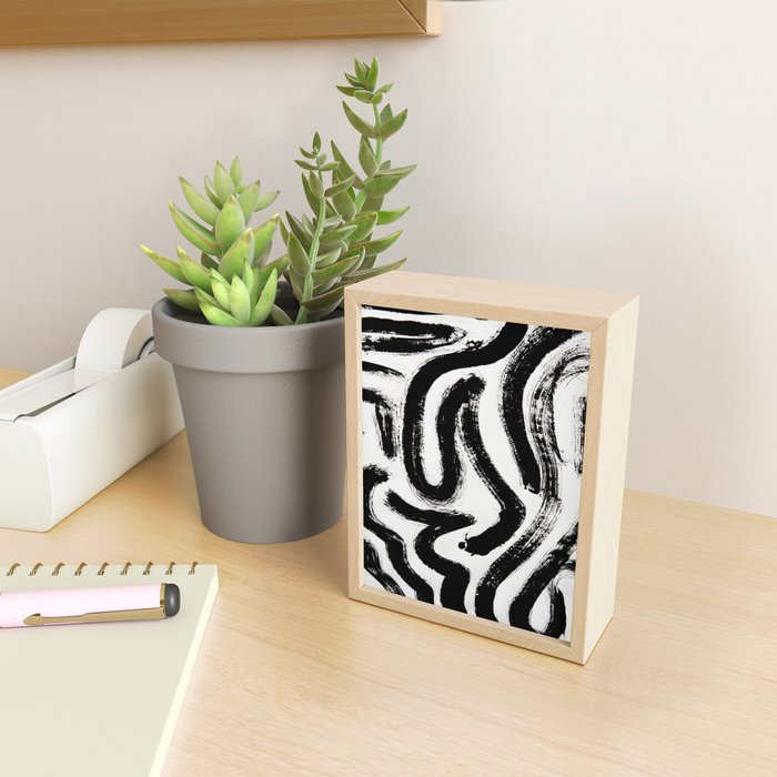 Black and White Abstract Pattern 1: A minimal black and white pattern by Alyssa Hamilton Art Mini Art Print Gallery Image 2