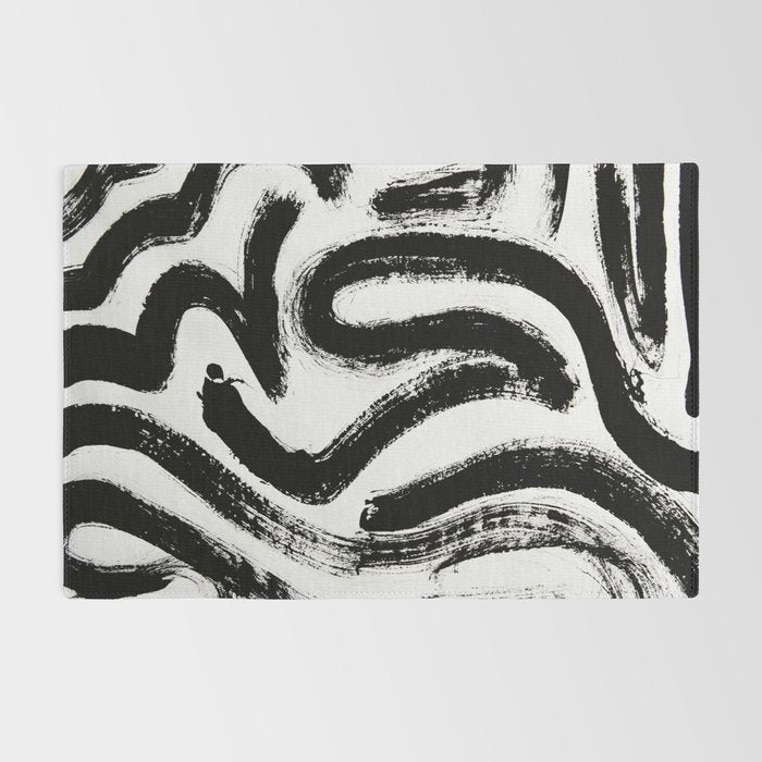 Black and White Abstract Pattern 1: A minimal black and white pattern by Alyssa Hamilton Art Rug Gallery Image 2