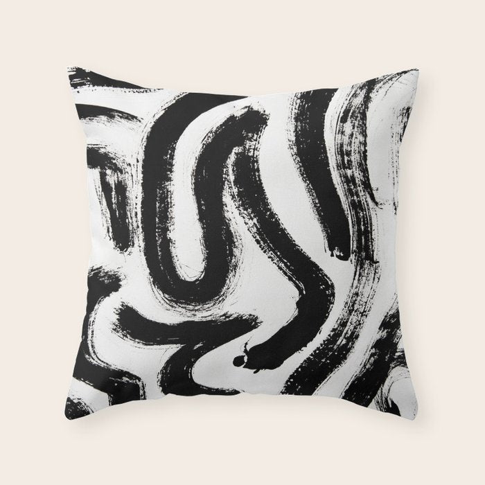 Black and White Abstract Pattern 1: A minimal black and white pattern by Alyssa Hamilton Art Throw Pillow Gallery Image 1