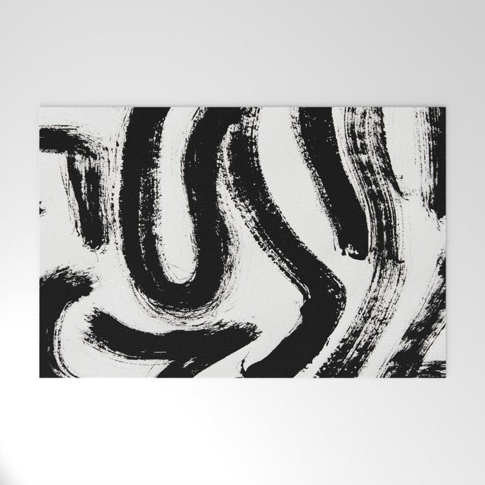 Black and White Abstract Pattern 1: A minimal black and white pattern by Alyssa Hamilton Art Welcome Mat Gallery Image 1