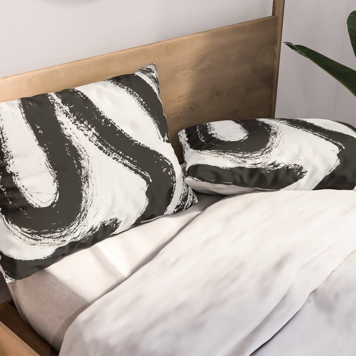 Black and White Abstract Pattern 1: A minimal black and white pattern by Alyssa Hamilton Art Pillow Sham Gallery Image 2