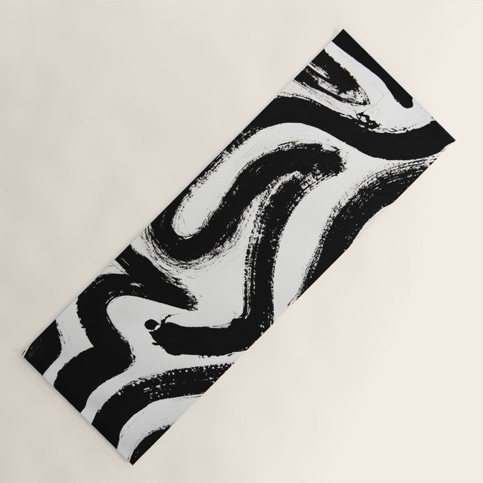 Black and White Abstract Pattern 1: A minimal black and white pattern by Alyssa Hamilton Art Yoga Mat Gallery Image 1
