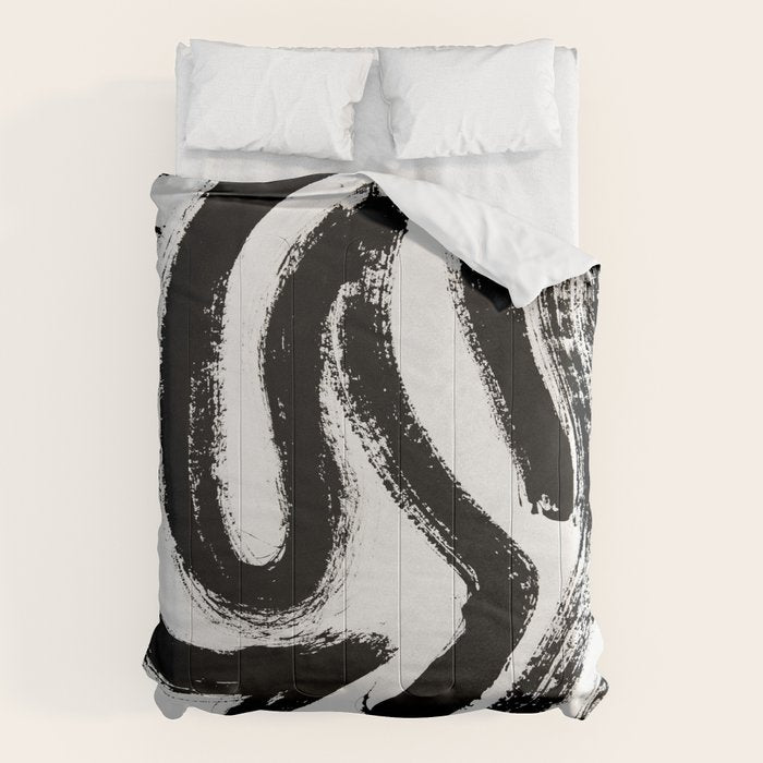 Black and White Abstract Pattern 1: A minimal black and white pattern by Alyssa Hamilton Art Comforter Gallery Image 6
