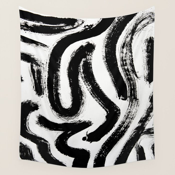 Black and White Abstract Pattern 1: A minimal black and white pattern by Alyssa Hamilton Art Wall Tapestry Gallery Image 4