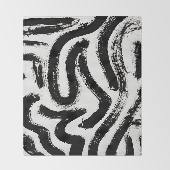 Black and White Abstract Pattern 1: A minimal black and white pattern by Alyssa Hamilton Art Throw Blanket Gallery Image 2