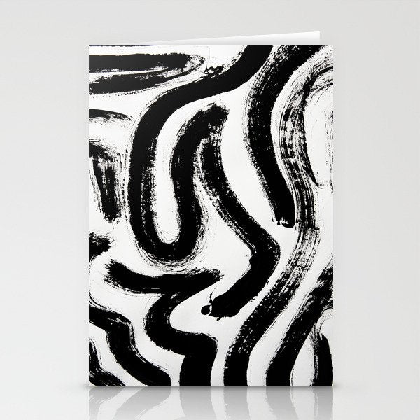 Black and White Abstract Pattern 1: A minimal black and white pattern by Alyssa Hamilton Art Stationery Card Gallery Image 1