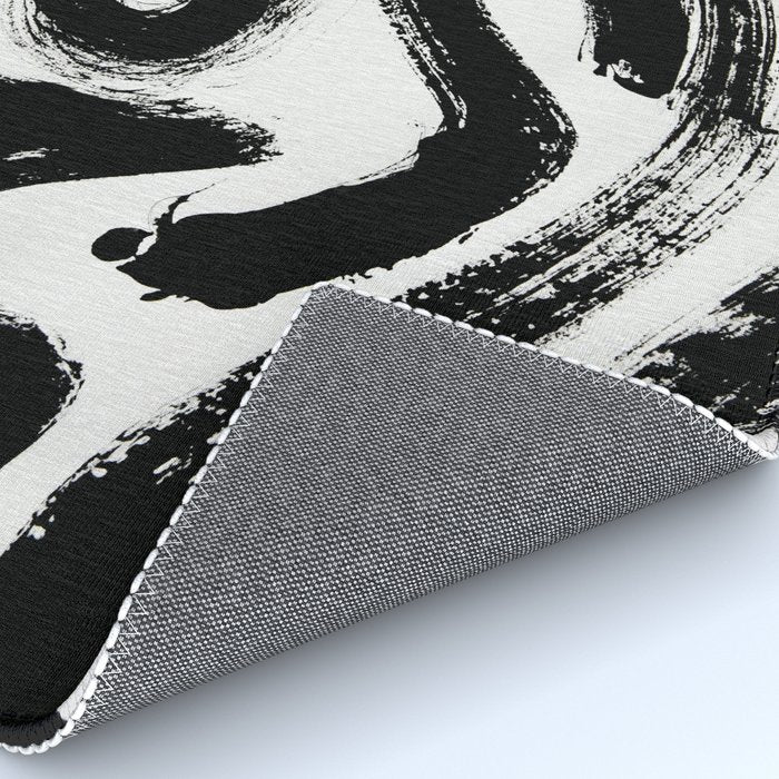 Black and White Abstract Pattern 1: A minimal black and white pattern by Alyssa Hamilton Art Rug Gallery Image 4